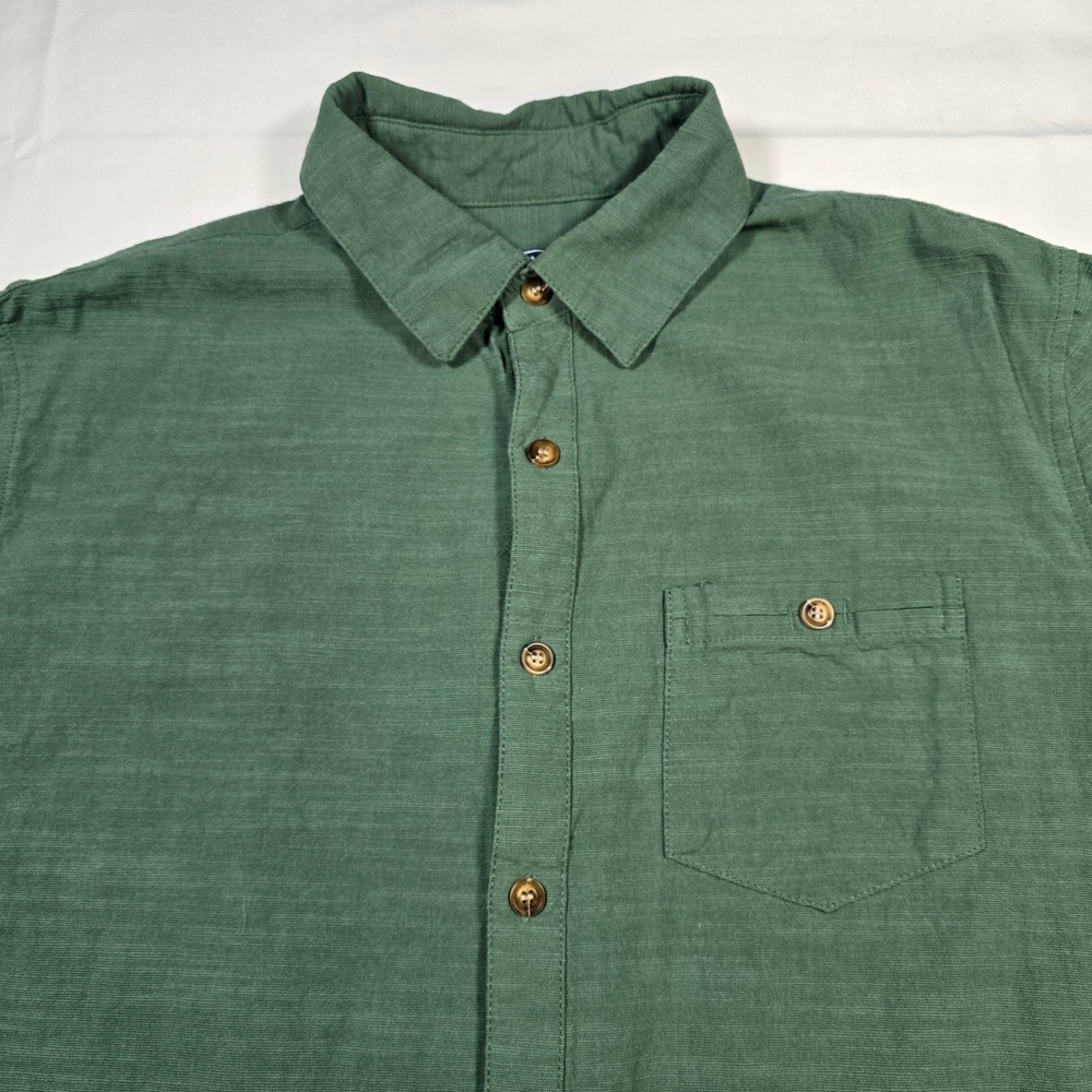 PJ Paul Jones Mens XL Green Textured Short Sleeve Button Down Shirt Cotton Blend